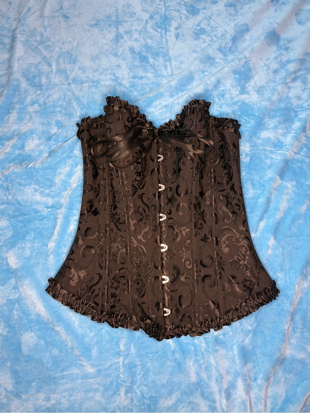 Black Lace Brocade Corset Top - Women